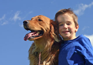 child with dog